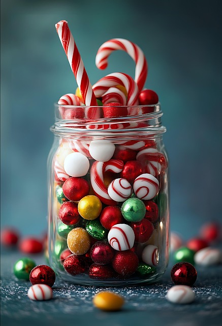 Free ai generated candy canes candy jar illustration