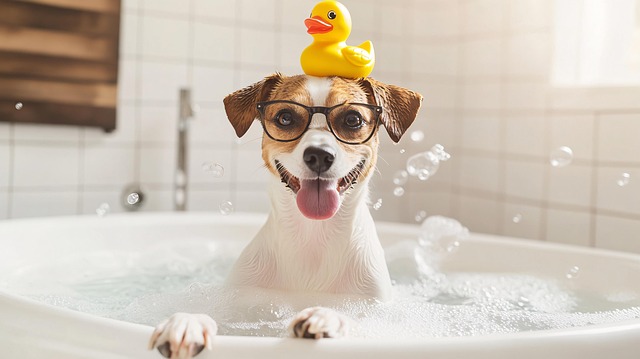 Free ai generated dog bath illustration