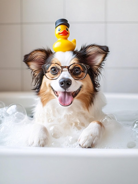 Free ai generated dog bath illustration