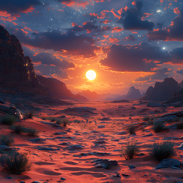 Free ai generated sunset desert illustration
