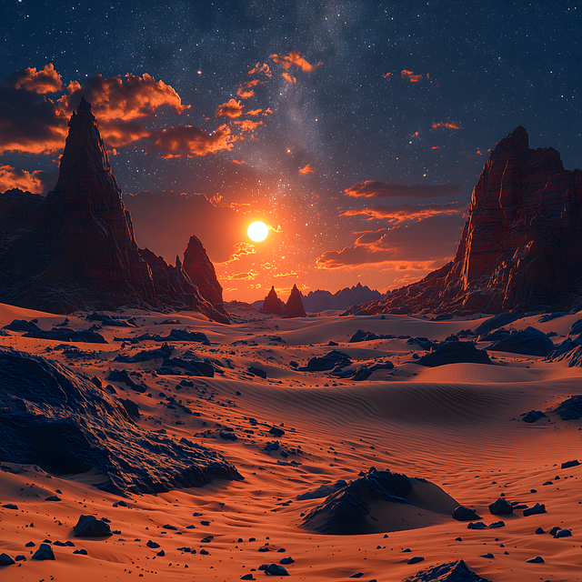 Ai Generado, Atardecer, Desierto