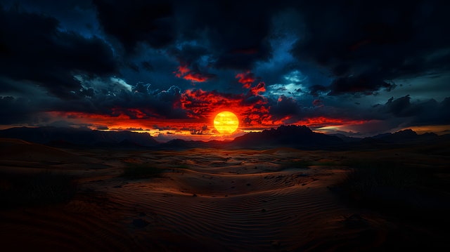Free ai generated sunset desert illustration