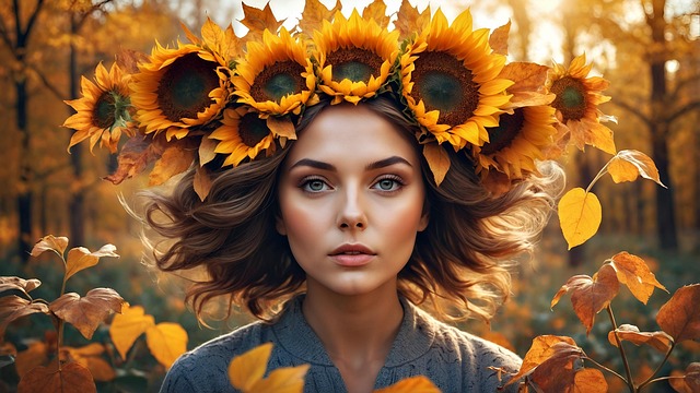 Download free HD stock image of Ai Generated Woman Free ai generated woman sunflowers illustration