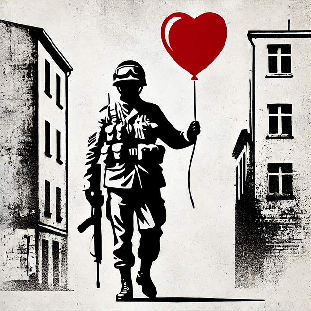 Free ai generated soldier heart balloon illustration