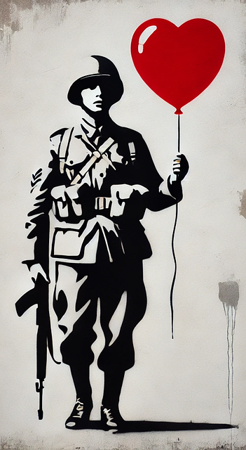Free ai generated soldier heart balloon illustration