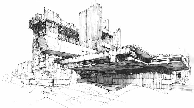 Free brutalism architecture building illustration
