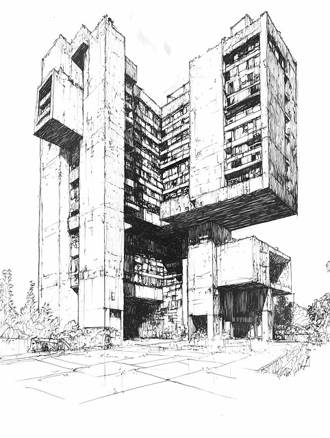 Free brutalism architecture building illustration