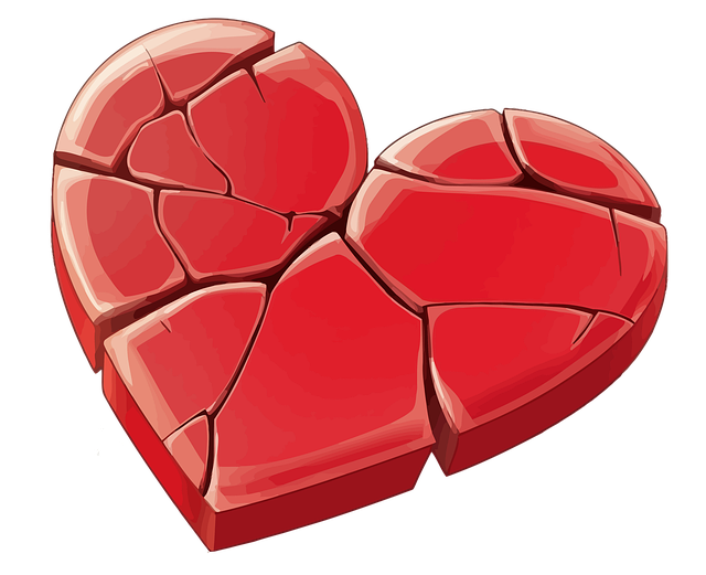 Free broken heart shattered illustration