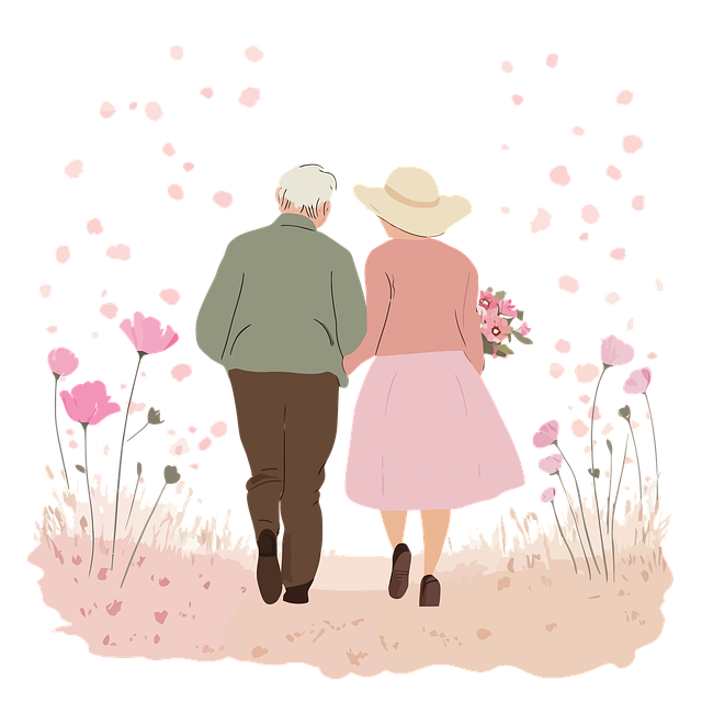 Free old couple love illustration