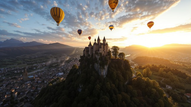 Free ai generated castle hilltop illustration