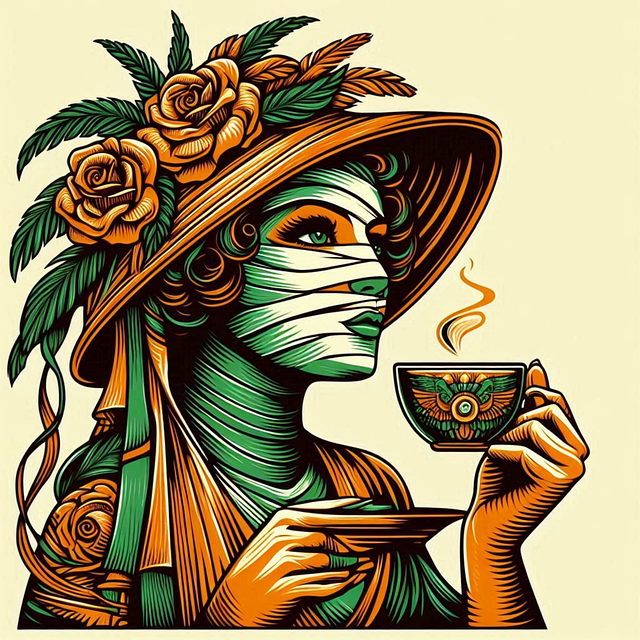 Free floral grace moment of tea delicate charm illustration