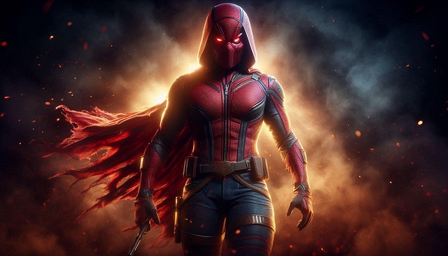 Free ai generated redhood superhero illustration