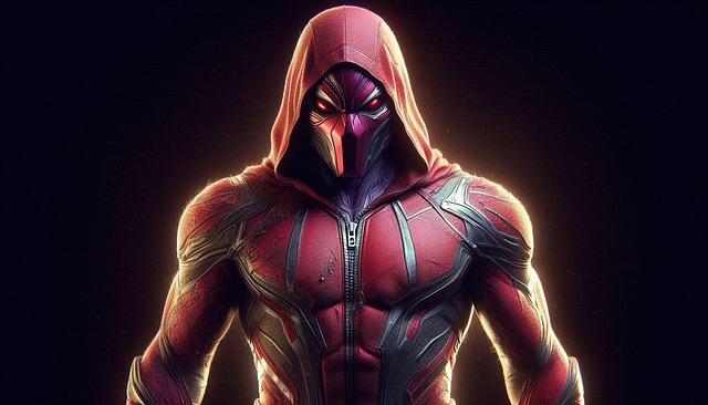 Free ai generated red hood superhero illustration