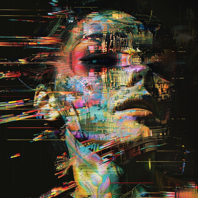 Free ai generated woman glitch illustration