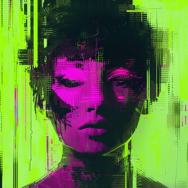 Free ai generated woman glitch illustration