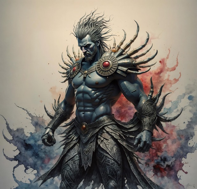 Free ai generated mythological warrior ornate armor illustration