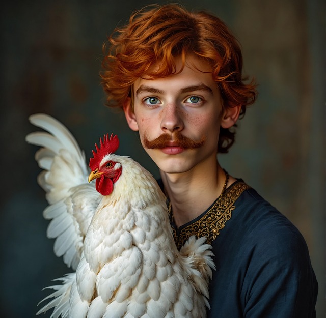 Free ai generated man chicken illustration