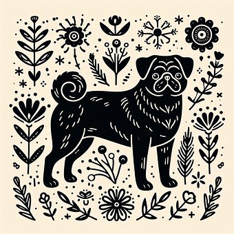 Free Ai Generated Pug illustration and picture