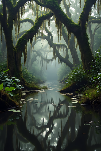 Free ai generated bayou marsh illustration