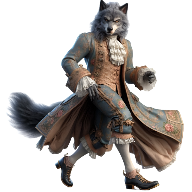 Free ai generated wolf rococo style illustration