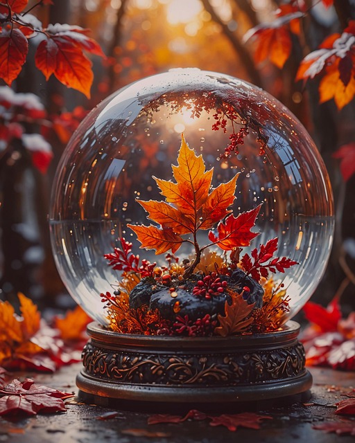 Free ai generated fall snow globe illustration