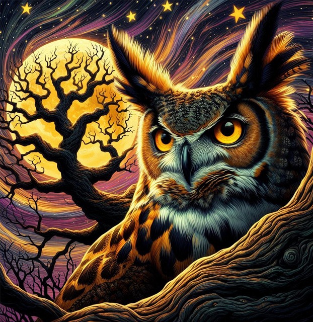 Download free HD stock image of Ai Generated Great Horned Owl Free Ai Generated Great Horned Owl illustration and picture