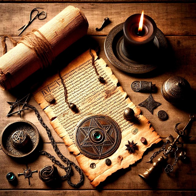 Free ai generated scroll ritual illustration