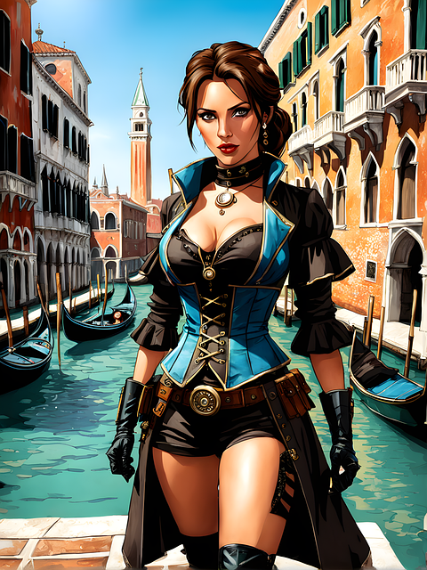 Ai Generado, Lara Croft, Venecia