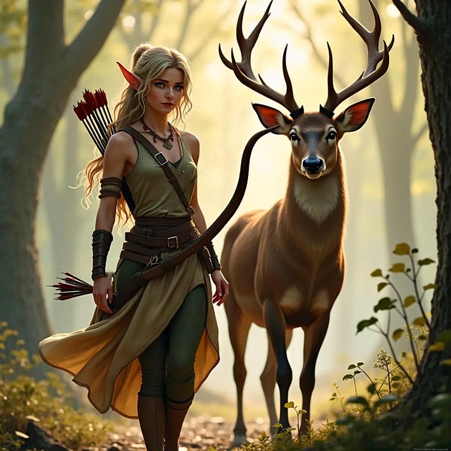 Free ai generated elf archer illustration