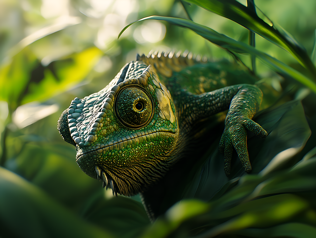 Free chameleon forest jungle illustration