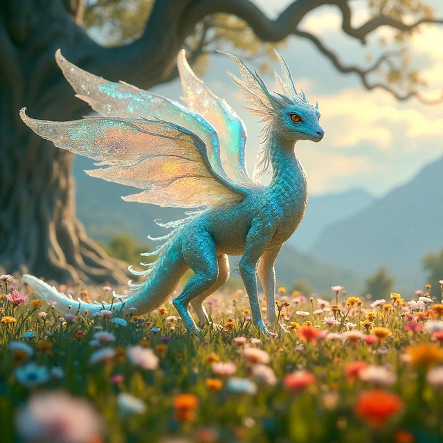 Free ai generated winged creature fantasy illustration