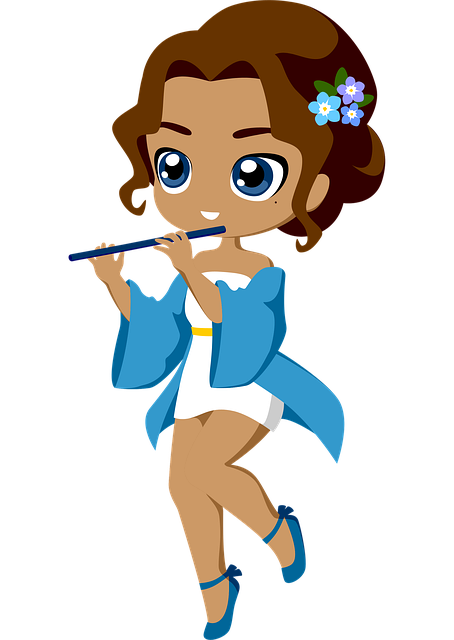 Free woman flute musician illustration