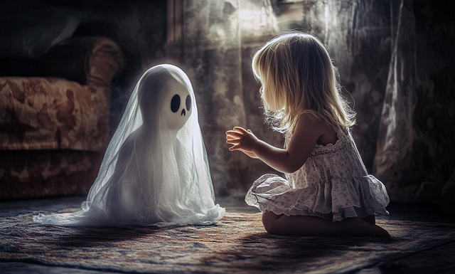 Free ai generated toddler ghost illustration