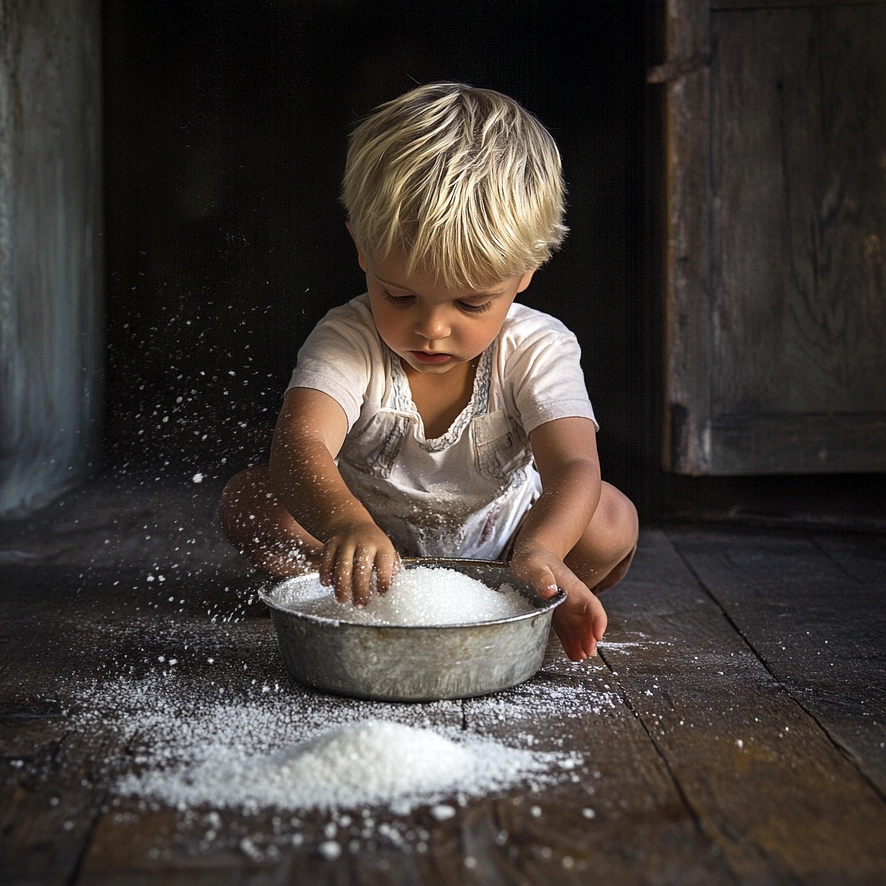 Download free HD stock image of Ai Generated Toddler Free ai generated toddler flour illustration