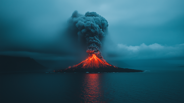 Download free HD stock image of Ai Generated Volcano Free ai generated volcano eruption illustration