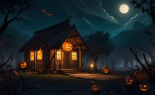 Halloween, Pompoen, Vleermuizen, Eng