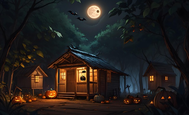 Halloween, Pompoen, Vleermuizen, Eng