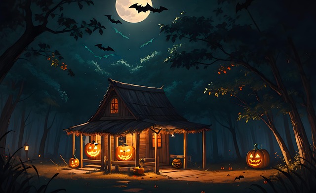 Halloween, Pompoen, Vleermuizen, Eng