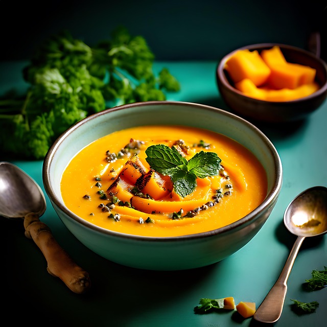 Free ai generated butternut squash soup illustration