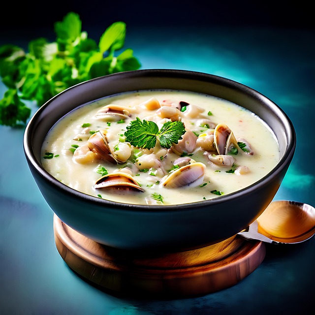 Free ai generated clam chowder soup illustration