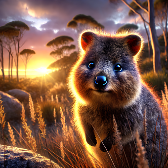 Quokka, Sonnenuntergang, Natur, Tierwelt