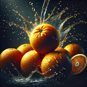 Orangen, Wasserspritzen, Dynamisch