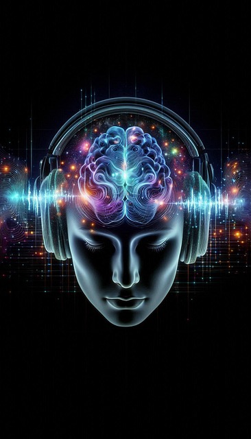 Free ai generated listening music illustration