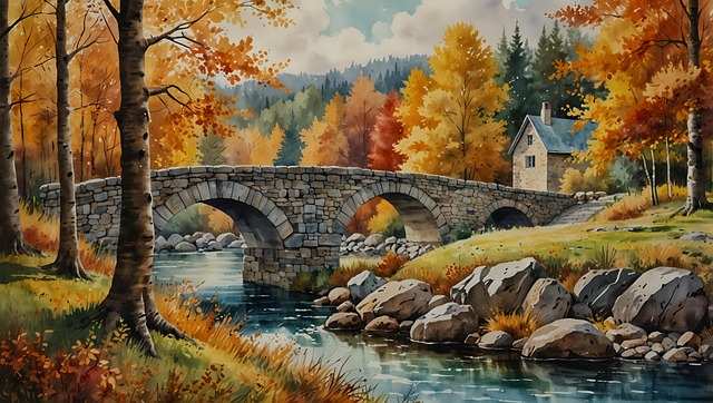 Free ai generated forest river illustration