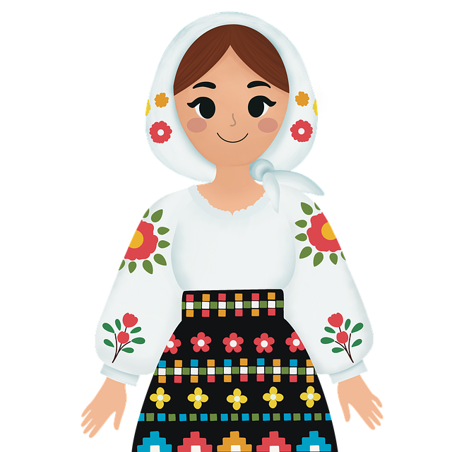 Free romanian woman fashion illustration