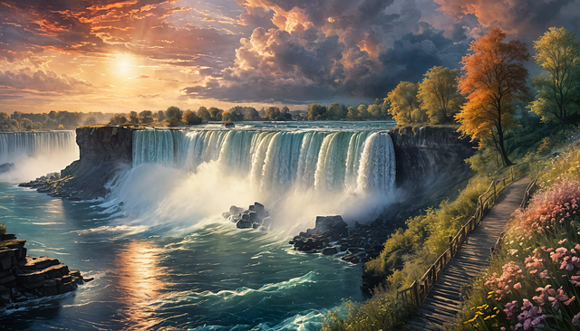 Download free HD stock image of Ai Generated Waterfall Free ai generated waterfall river illustration