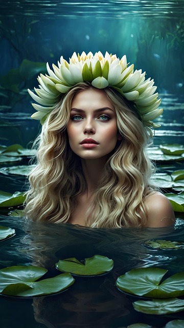 Free ai generated woman underwater illustration