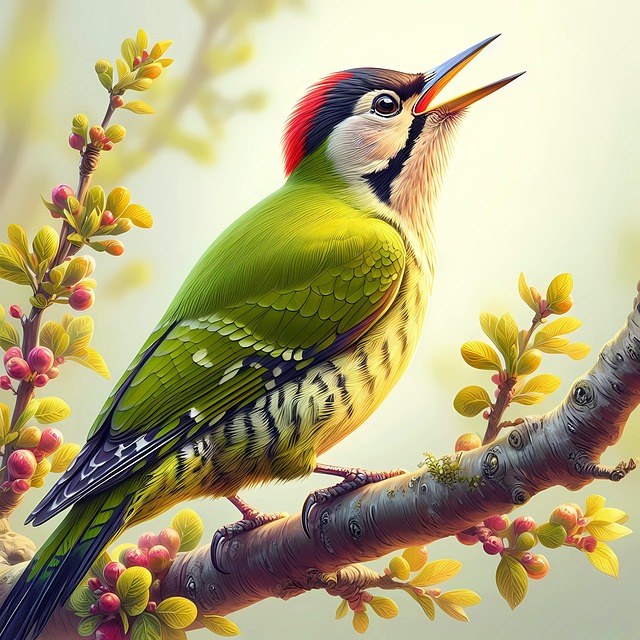 Free green woodpecker woodpecker spring illustration