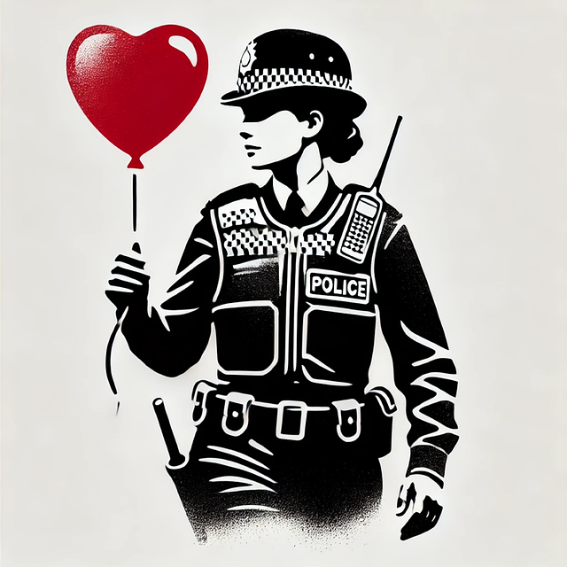 Free ai generated police officer heart balloon illustration