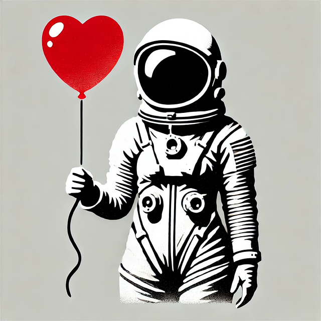 Ai Generiert, Astronaut, Herzballon